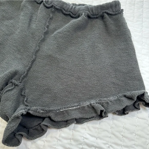 Chaser Black Women’s Soft Cozy High Waist Ruffle Hem Drawstring Shorts - Picture 11 of 13